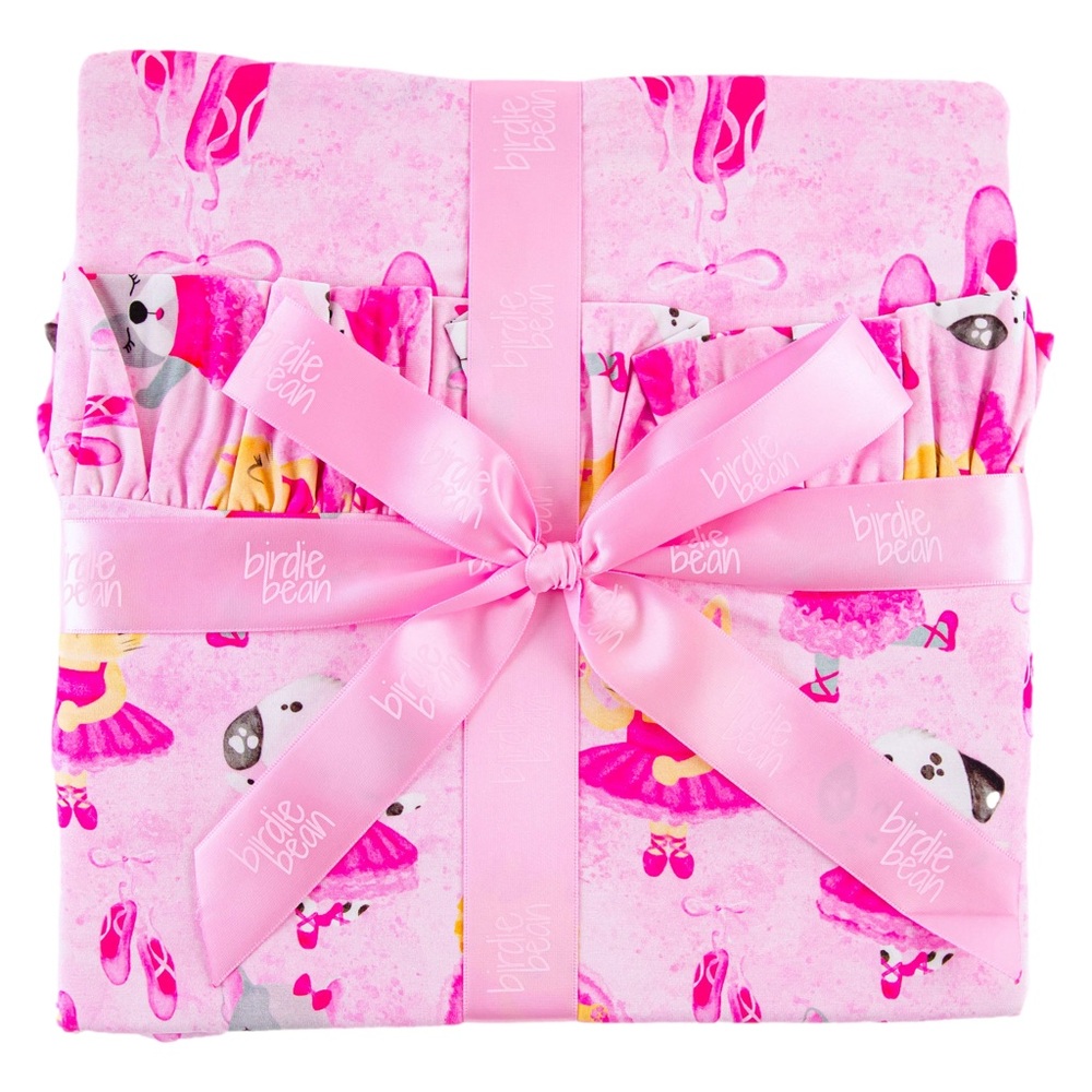 Birdie Bean Cassie Ballet Pink Bamboo Ruffle Blanket like new girl print